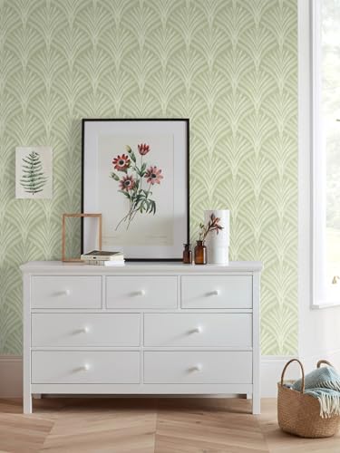 Hopepak 16.1''x394'' Peel and Stick Wallpaper Green Leaf Boho Geometric Contact Paper Removable Self Adhesive Wall Paper Waterproof Vinyl for Living Room Decoration - Image 5