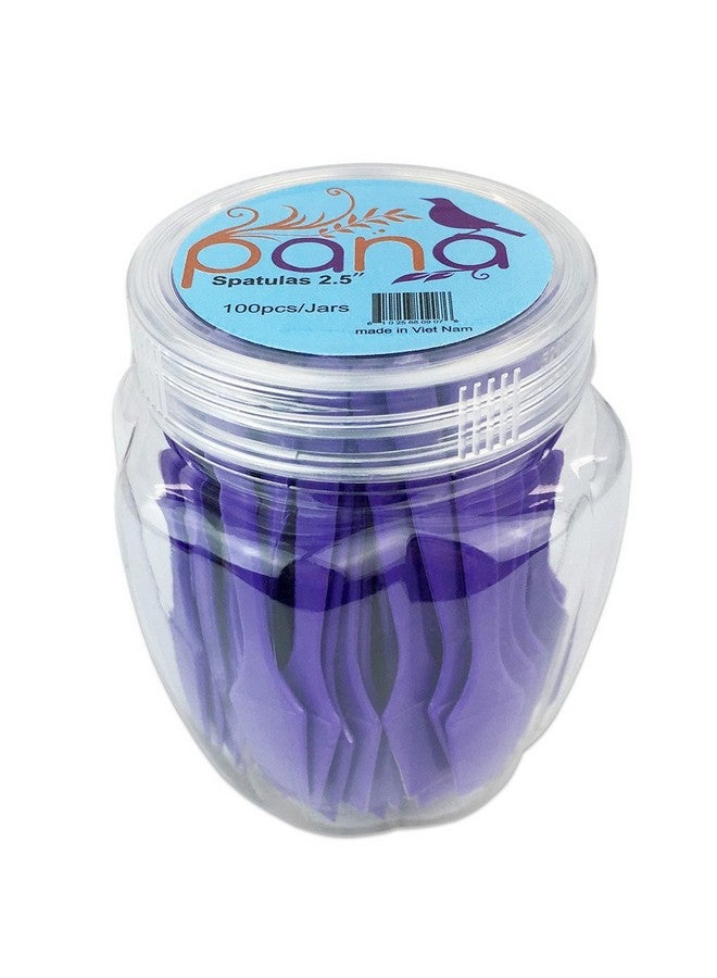 Pana 100Pcs Brand Cosmetic Make Up Disposable Plastic 2.5 Spatulas Skin Care Facial Cream Mask Spatula (100 Pieces In A Container) (Purple) - Image 5