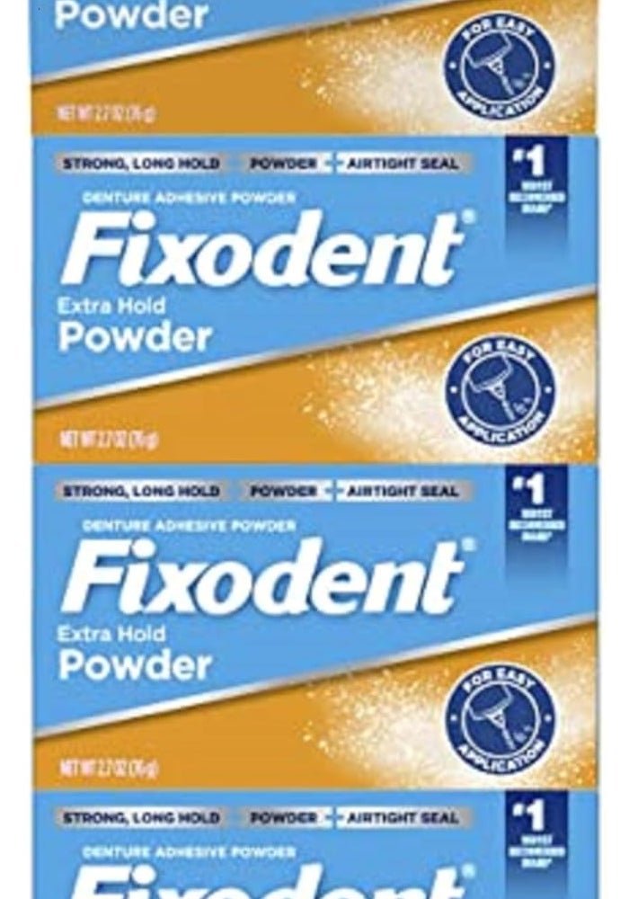 Fixodent Extra Hold Denture Adhesive Powder, 2.7 Ounce (Pack of 4) - Image 1