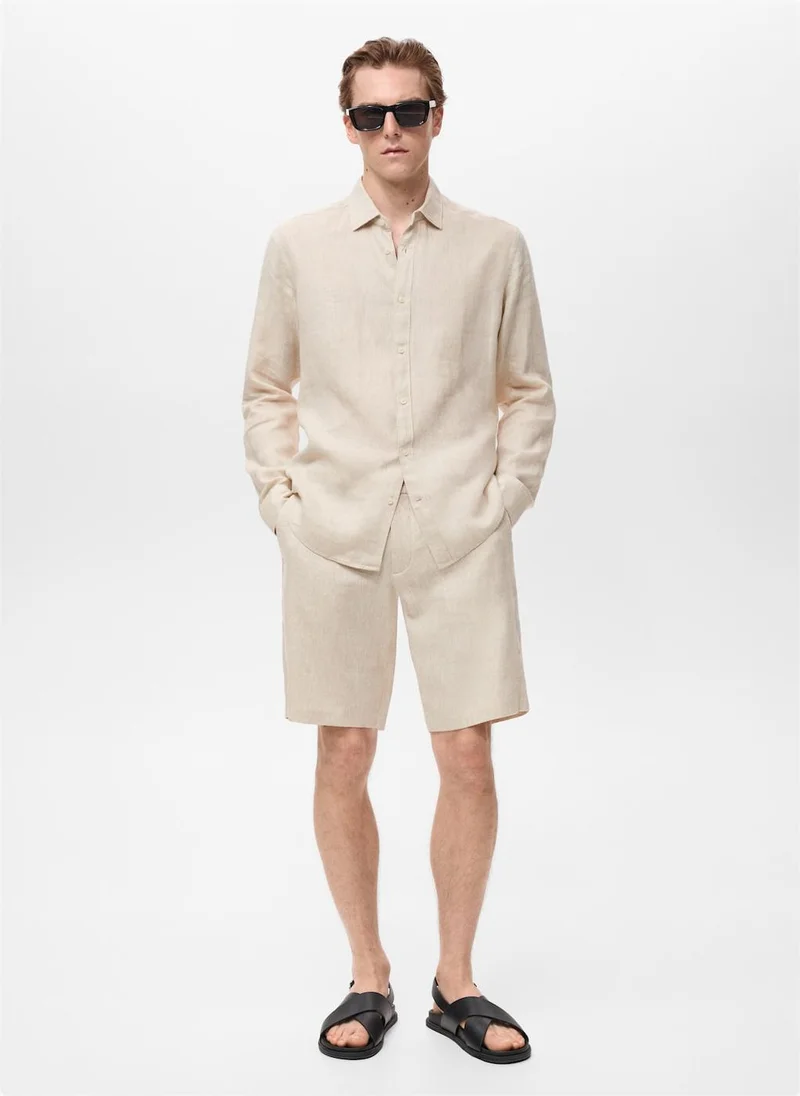 مانجو مان قميص كتان عادي