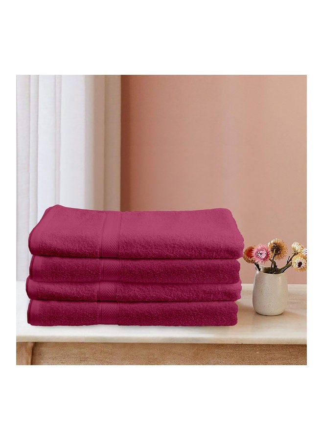 4-Piece Fast Absorbent Bath Towel Set Fuschia Pink 70 x 140cm - Image 3
