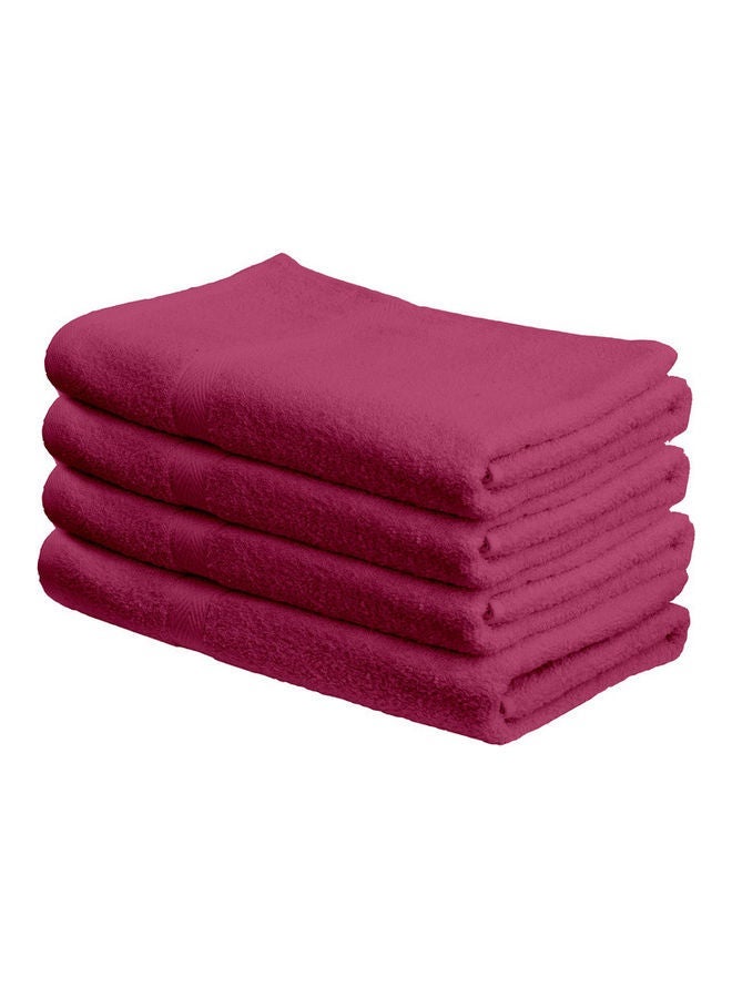 4-Piece Fast Absorbent Bath Towel Set Fuschia Pink 70 x 140cm - Image 1