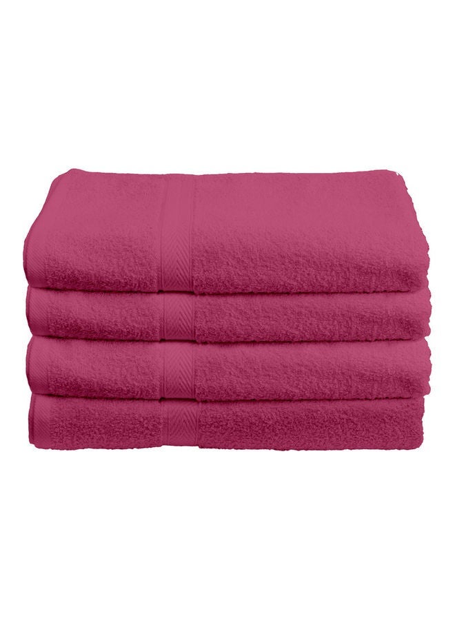 4-Piece Fast Absorbent Bath Towel Set Fuschia Pink 70 x 140cm - Image 2