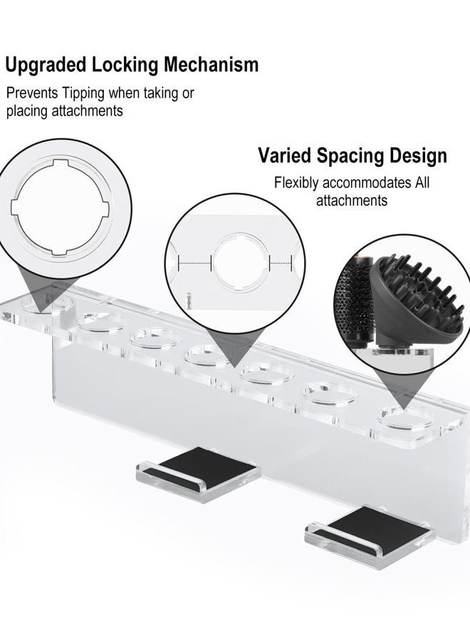 TEXOVYRAX Storage Holder Wall Mount for Dyson Airwrap Attachment, Upgraded 7 Holes Acrylic Organizer Rack for Airwrap Styler Accessories, for Bathroom Vanity, Save Space, Crystal Clear - Image 3