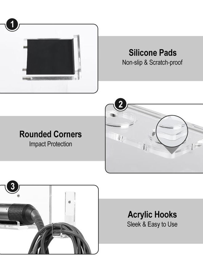 TEXOVYRAX Storage Holder Wall Mount for Dyson Airwrap Attachment, Upgraded 7 Holes Acrylic Organizer Rack for Airwrap Styler Accessories, for Bathroom Vanity, Save Space, Crystal Clear - Image 4