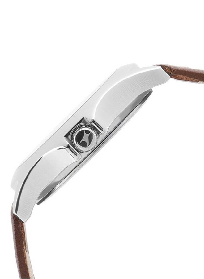 fastrack ساعة فاشترَاك الأنيقة التناظرية بقرص دائري أزرق وحزام جلد بني للرجال-3220SL01 - Image 3