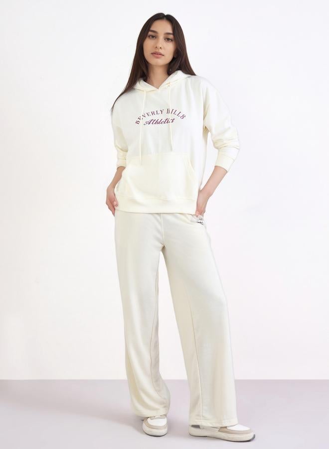 Styli Off White Regular Fit Slogan Print Hoodie - Image 2