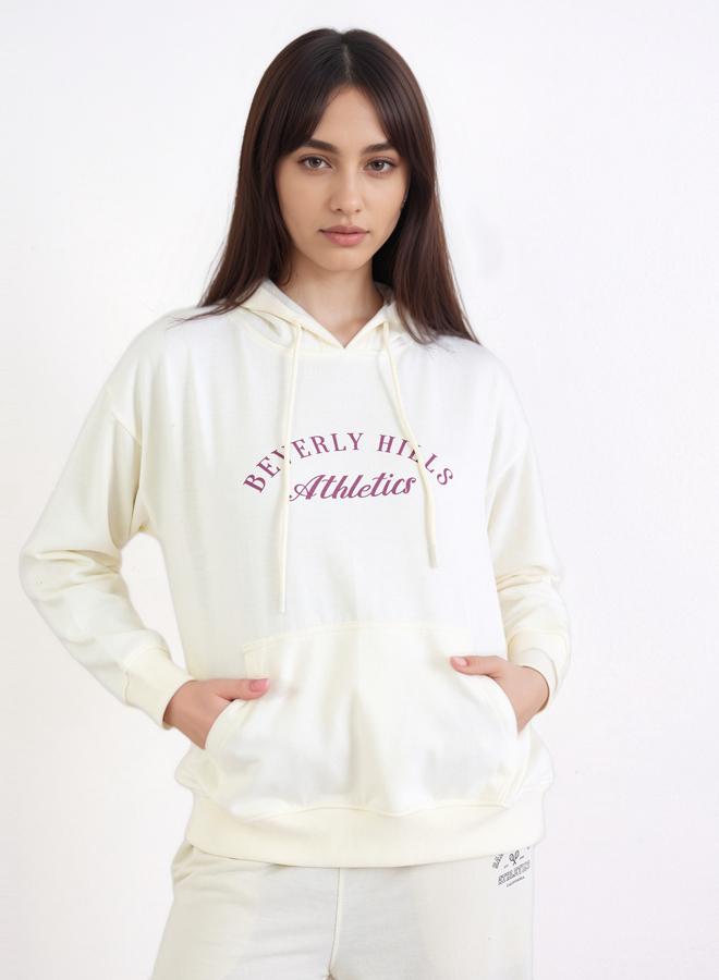 Styli Off White Regular Fit Slogan Print Hoodie - Image 3