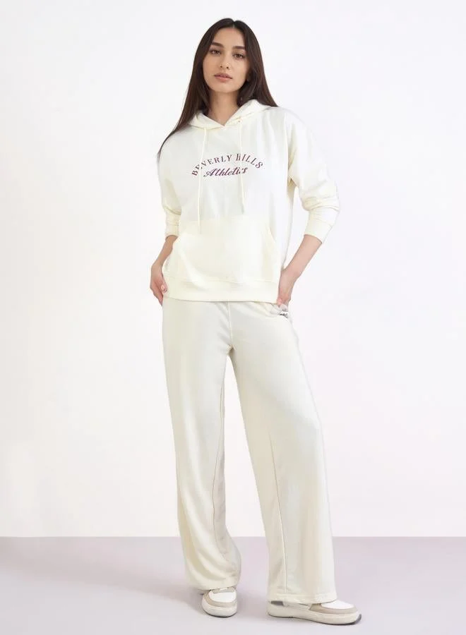 ستايلي هودي بقصة عادية أوف وايت بطبعة كتابة