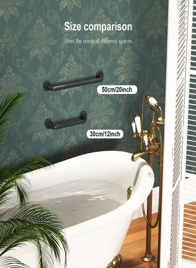 ZUEXT 2 Pack 12 Inch Anti Slip Shower Grab Bar Oil Rubbed Black Bronze, ZUEXT Antique Brass Bathroom Grab Bar, Knurled Bath Balance Bar, Safety Handrail Support, Handicap Elderly Senior Assist Bath Handle - Image 5