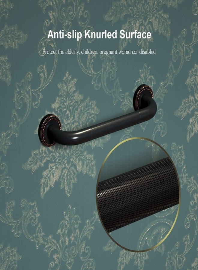 ZUEXT 2 Pack 12 Inch Anti Slip Shower Grab Bar Oil Rubbed Black Bronze, ZUEXT Antique Brass Bathroom Grab Bar, Knurled Bath Balance Bar, Safety Handrail Support, Handicap Elderly Senior Assist Bath Handle - Image 4