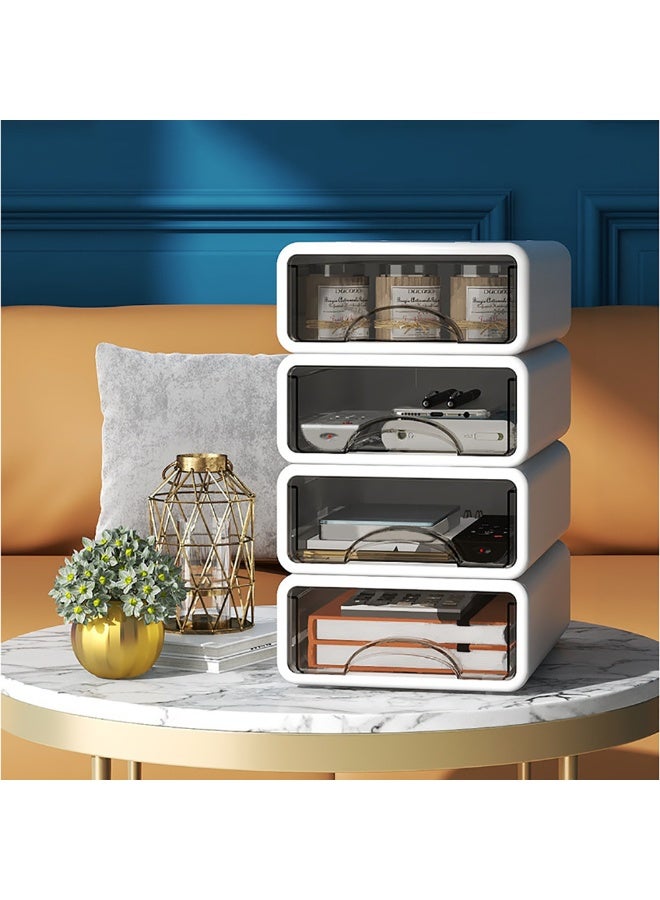 Stackable Drawer Organizer, 2 Pack Plastic Drawer Storage Box for Stationary, Makeup, Skincare Organiser Desk Organizer for Home, Bathroom, Office (White, S) - Image 4