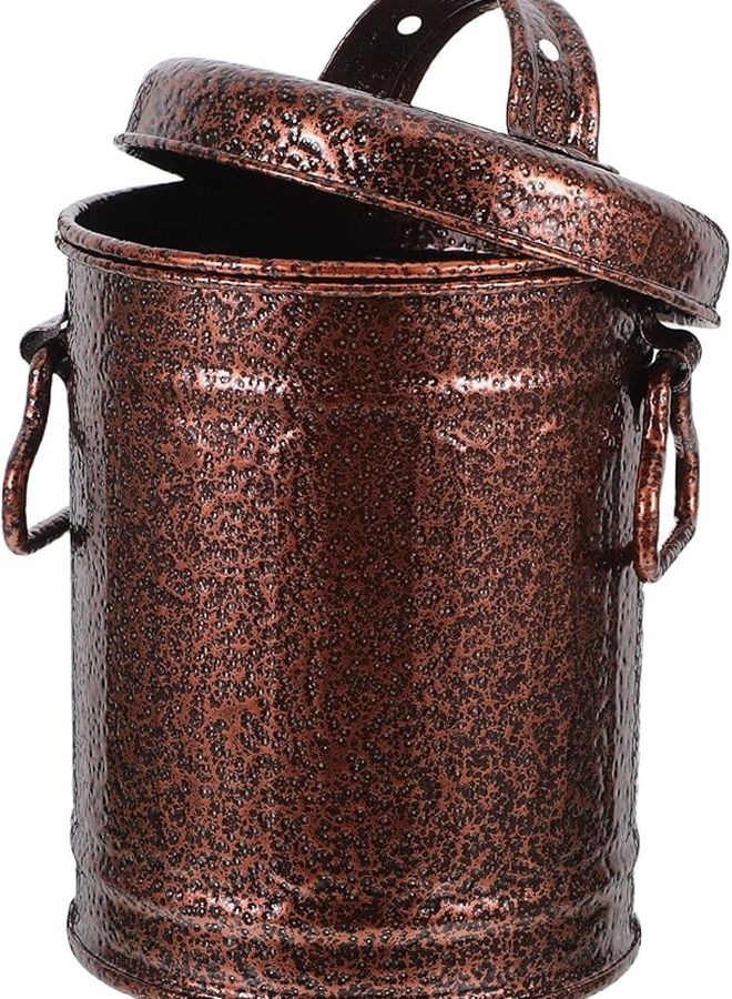 صحن رماد قديم من الحديد المجلفن بدون دخان مع غطاء، حاوية رماد محمولة للمنزل والمكتب والحانة والحديقة - Image 2