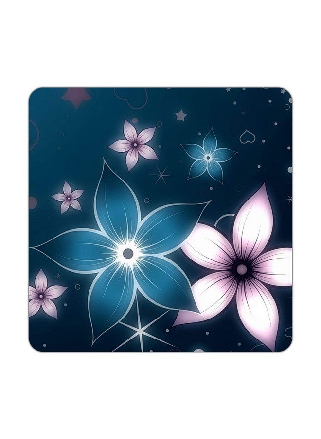 ASHVAH Flower Pattern Print/Typography Tea/Coffee Mug/Designer Handmade Wooden Coaster Set for Home Kitchen, Office Desk - Set of 4 - Square: 10cm - Image 4
