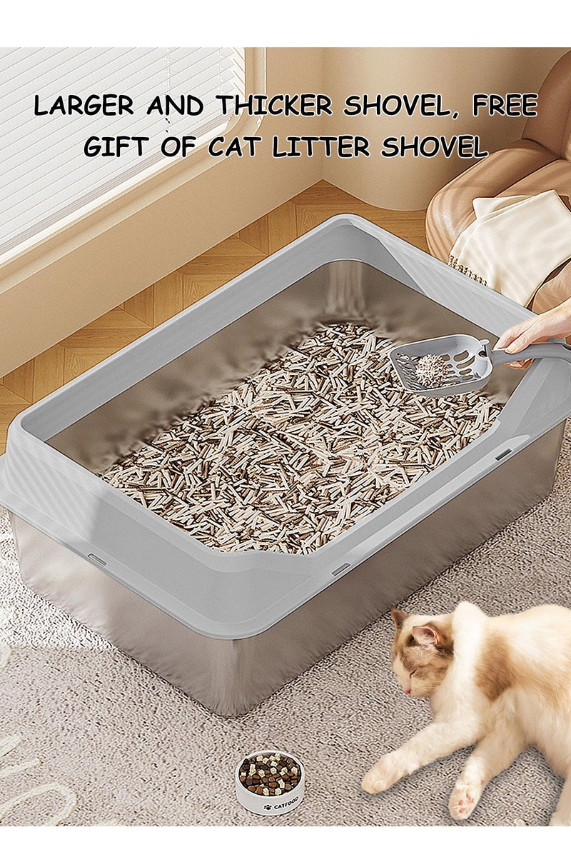 كيدل صندوق قمامة قطط من الفولاذ المقاوم للصدأ، صندوق قمامة معدني للقطط، وعاء قمامة معدني كبير جدًا بزوايا ناعمة للقطط - Image 4