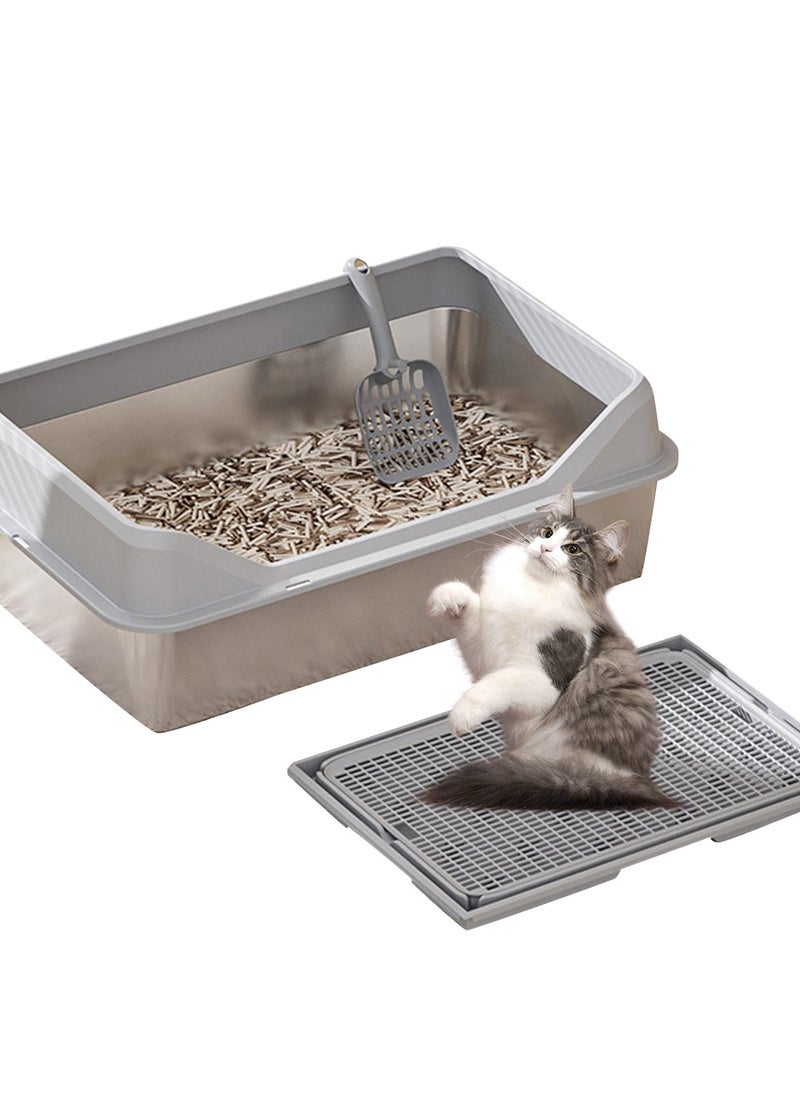 Kidle Stainless Steel Cat Litter Box Metal Cat Litter Box Extra Large Metal Litter Pan with Smooth Corners for Cat  - Image 1