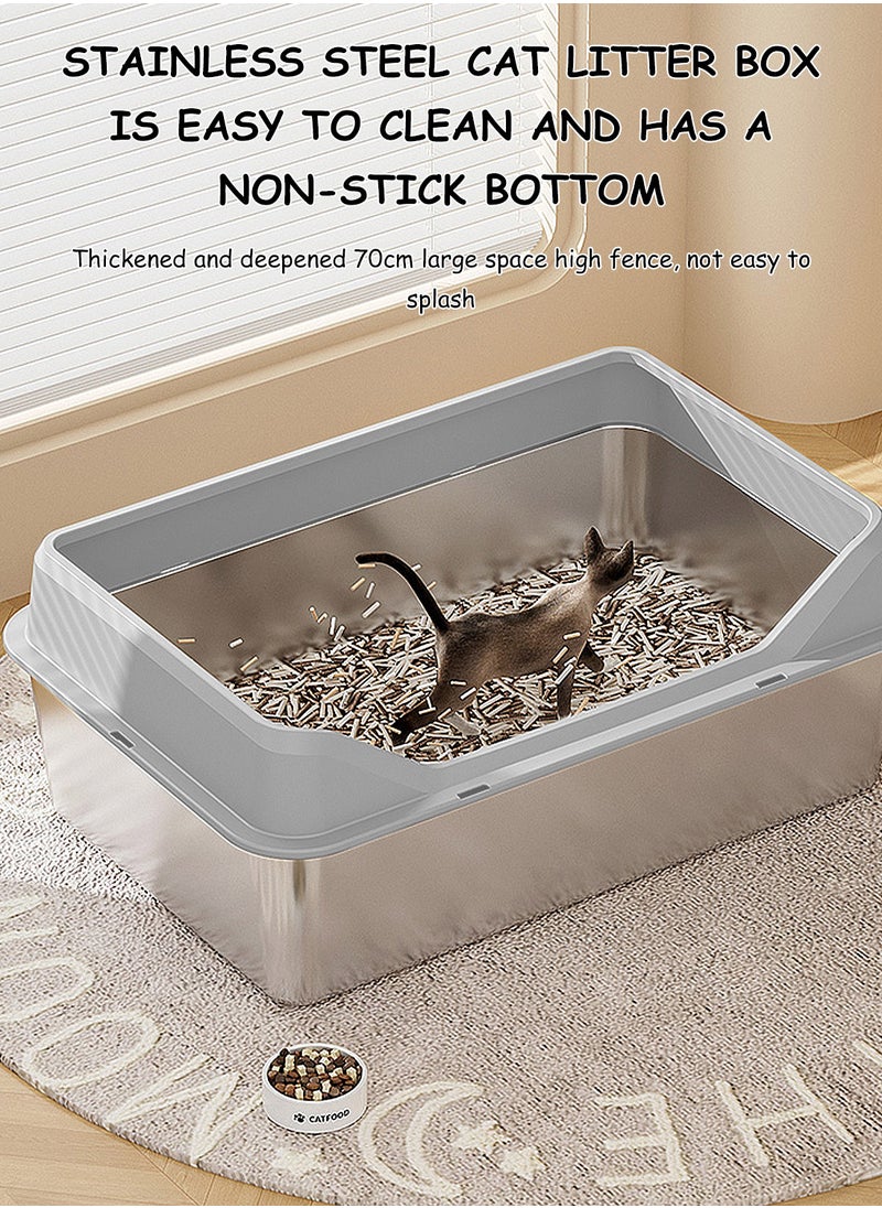 Kidle Stainless Steel Cat Litter Box Metal Cat Litter Box Extra Large Metal Litter Pan with Smooth Corners for Cat  - Image 5