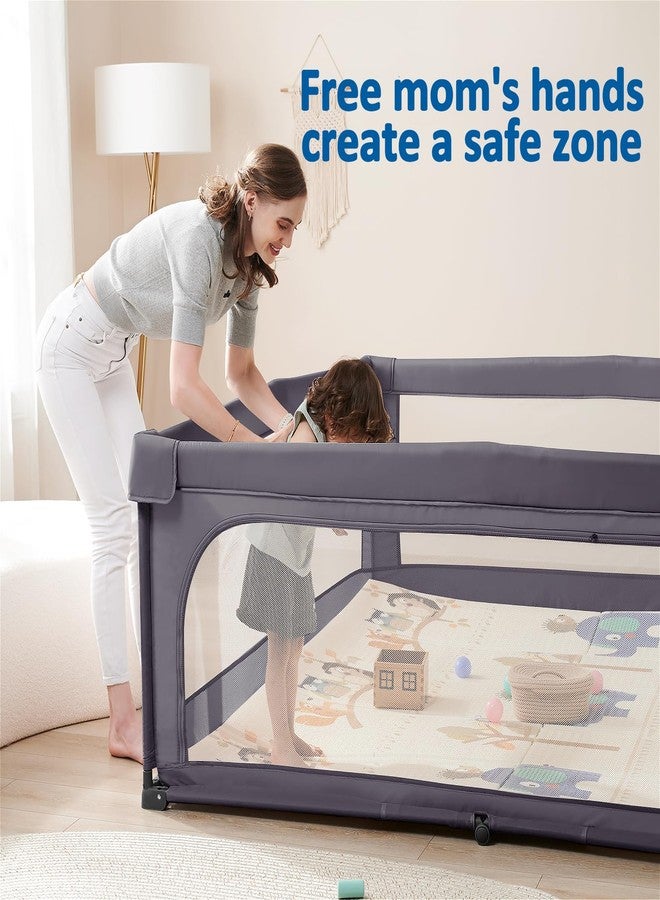 Sweeby Baby Playpen, 59x59 Inch Baby Gate Playpens for Babies and Toddlers, Large Playpen with Door Play Yard for Indoor and Outdoor Play Pen,Darkgrey - Image 3