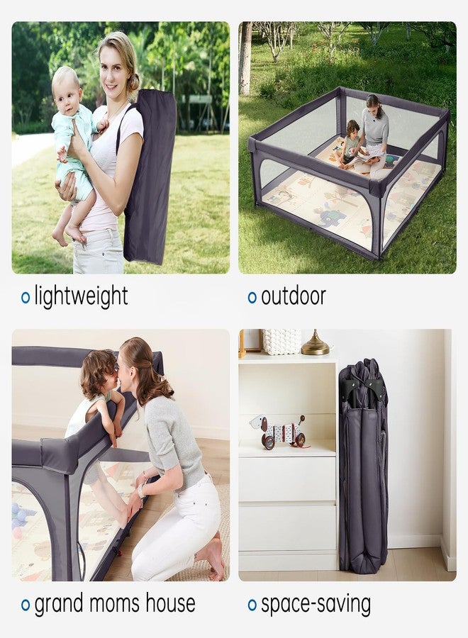 Sweeby Baby Playpen, 59x59 Inch Baby Gate Playpens for Babies and Toddlers, Large Playpen with Door Play Yard for Indoor and Outdoor Play Pen,Darkgrey - Image 4