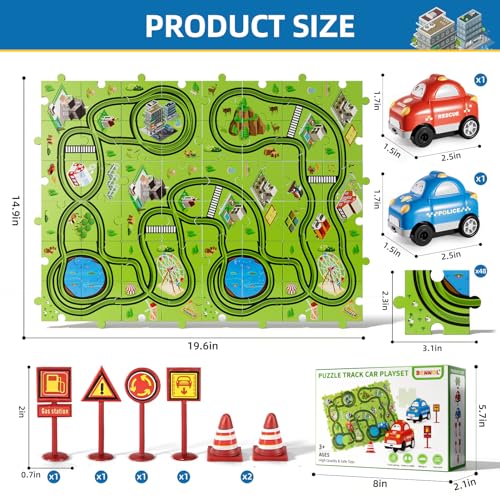 Bennol Toddler Toys Gifts for 2 3 4 5 Year Old Boys, 56 Jigsaw Puzzle Race Track Car Set for Kids Boys Toddlers 1-3 2-4 3-5 4-6, Puzzle Tracks Car Toys Gifts for 2 3 4 5 Year Old Boy Kid - Image 5