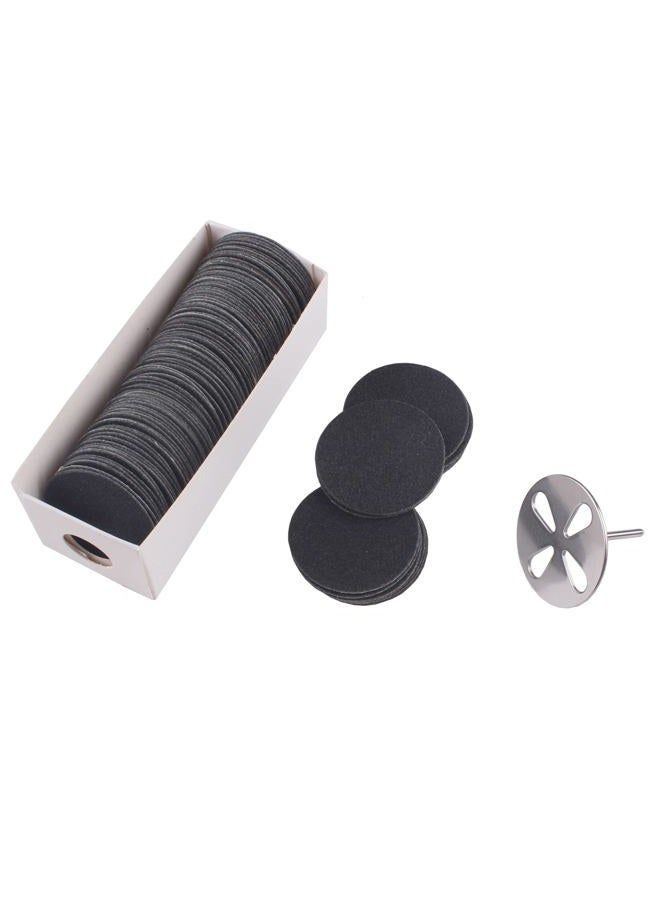 MZCMSL 100pcs Sandpaper Disc and 1pcs Metal Drill Bit, 3/32 Shank Pedicure Sanding Disc Bit for Dead Skin Callus Electric Foot File #150 Grit (Medium,35mm) - Image 1