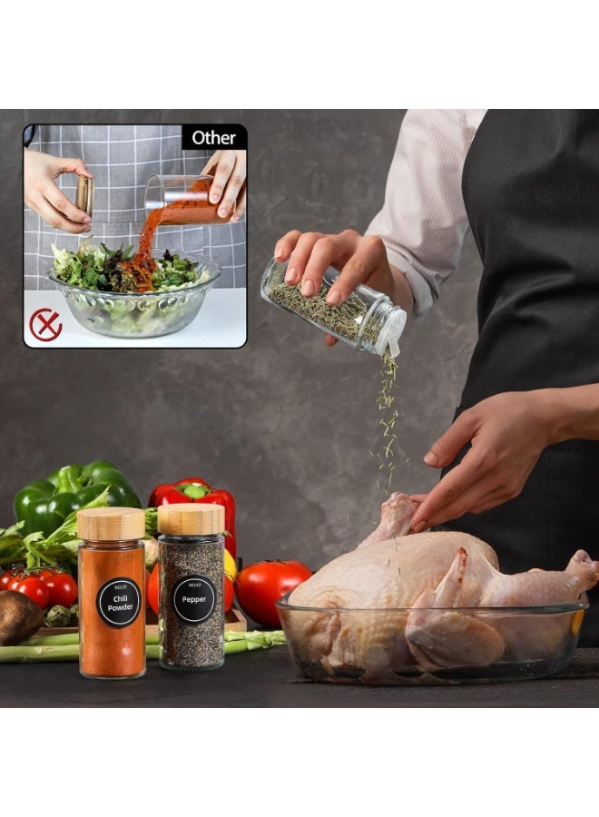 مجموعة كاملة لتنظيم التوابل مكونة من 24 برطمانًا - عبوات زجاجية سعة 120 مل مع أغطية من الخيزران وملصقات وقمع تعبئة - Image 4