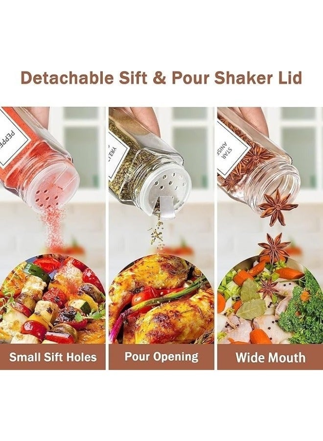 مجموعة كاملة لتنظيم التوابل مكونة من 24 برطمانًا - عبوات زجاجية سعة 120 مل مع أغطية من الخيزران وملصقات وقمع تعبئة - Image 2