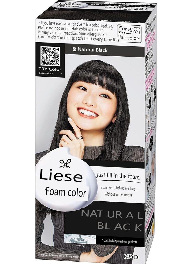 Liese KAO Prettia Bubble Hair Color, Natural black - Image 1