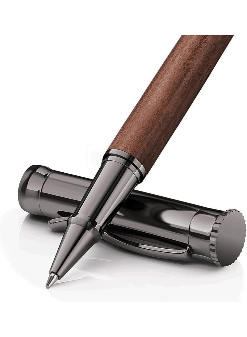 Wood Rollerball Pen Set with 2 Extra Refills, Luxury Wooden Writing Pen for Men, Professional Executive Gift, Smooth Fine Point Pen for Journaling and Office - Image 1