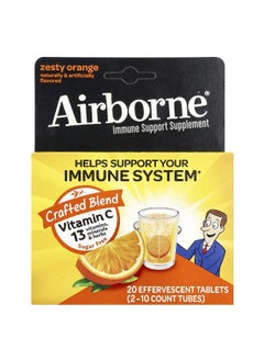 Airborne AirBorne, Immune Support Supplement, Zesty Orange, 2 Tubes, 10 Effervescent Tablets Each  - Image 1