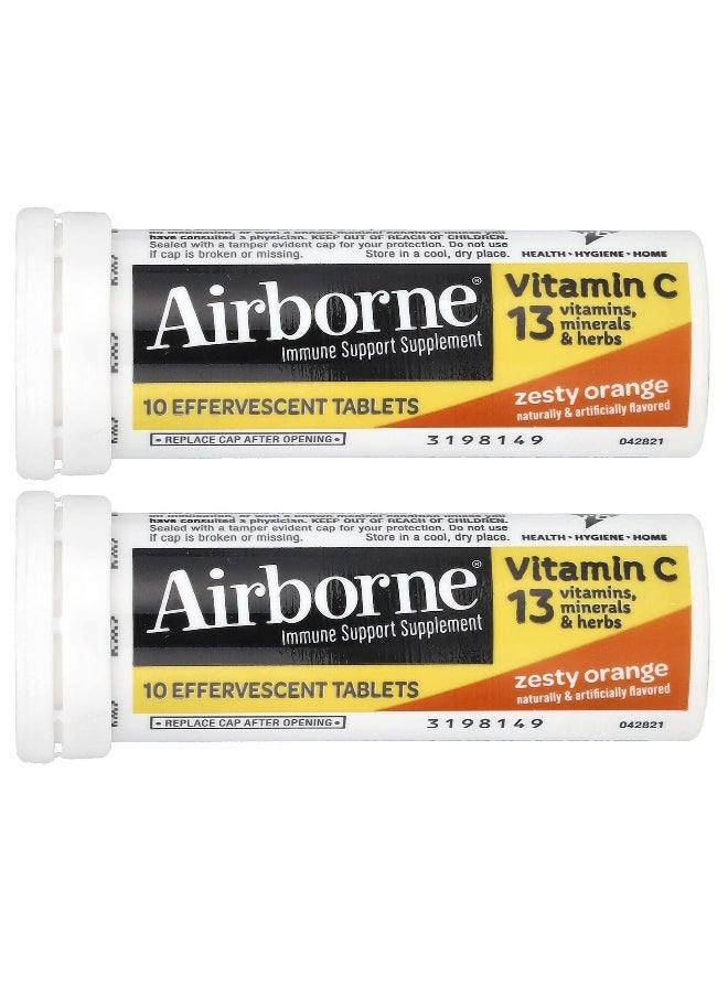 Airborne AirBorne, Immune Support Supplement, Zesty Orange, 2 Tubes, 10 Effervescent Tablets Each  - Image 3