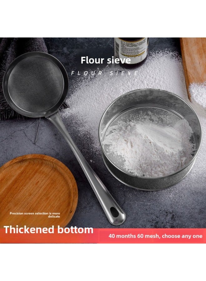 Sieve Flour Sieve Household Baking Tools Screen Mesh 304 Stainless Steel Filter Mesh Sieve Powder Sieve Face Basket Handheld Superfine-Specifications: 24cm 14-mesh Rice Insect Sieve (special Brush For Sieve Included)-Color:No Specifications  - Image 4