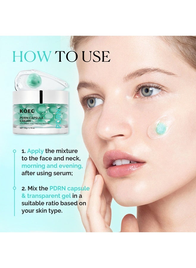 ك أو إي سي كريم كبسولات PDRN، مرطب للوجه مرطب يحتوي على 100,000 جزء في المليون PDRN، حمض الهيالورونيك، 9 ببتيدات، كريم مغذي لشد وتعبئة البشرة، العناية بالبشرة الكورية 50 جم - Image 5