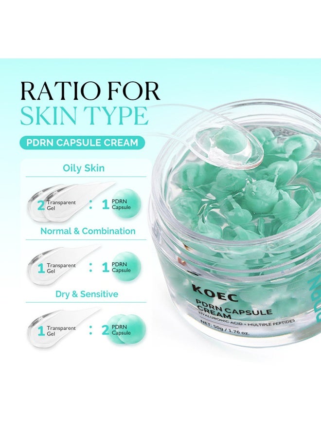 ك أو إي سي كريم كبسولات PDRN، مرطب للوجه مرطب يحتوي على 100,000 جزء في المليون PDRN، حمض الهيالورونيك، 9 ببتيدات، كريم مغذي لشد وتعبئة البشرة، العناية بالبشرة الكورية 50 جم - Image 2