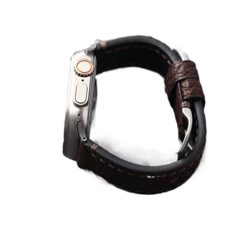 سوار ساعة ذكية باللون أسود قابل للتعديل سوار جلدي كلاسيكي متوافق مع Apple Watch 38/40/41/42/44/45/49mm بملاءمة قابلة للتعديل وحزام بديل - Image 5