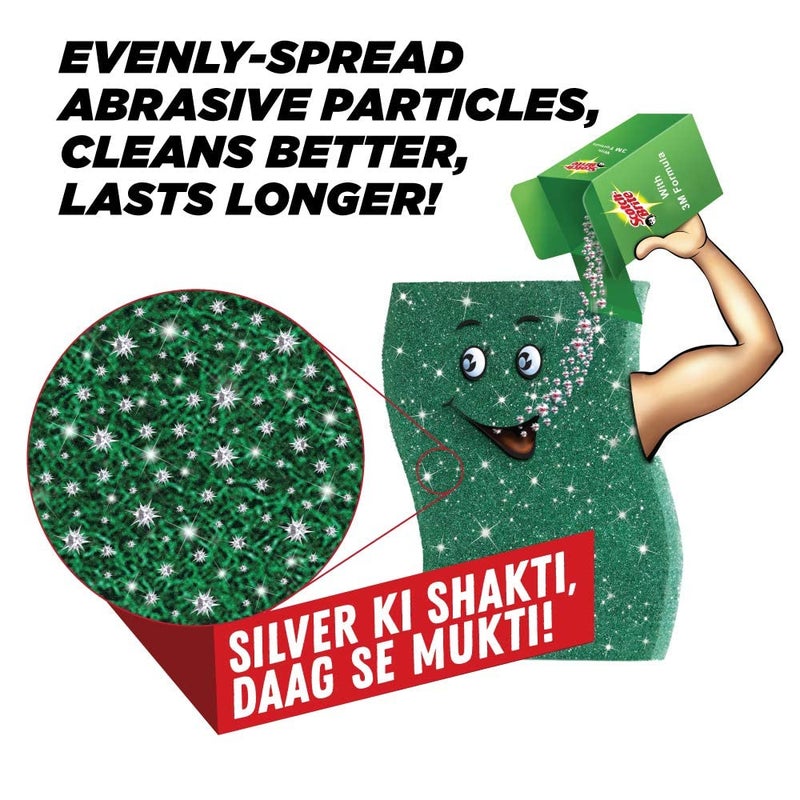 Scotch Brite ScotchBrite Scrub pad Silver sparks large for regular kitchen dishwashing 6 units Large - Image 5