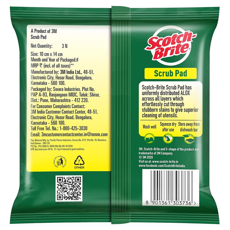 Scotch Brite ScotchBrite Scrub pad Silver sparks large for regular kitchen dishwashing 6 units Large - Image 2