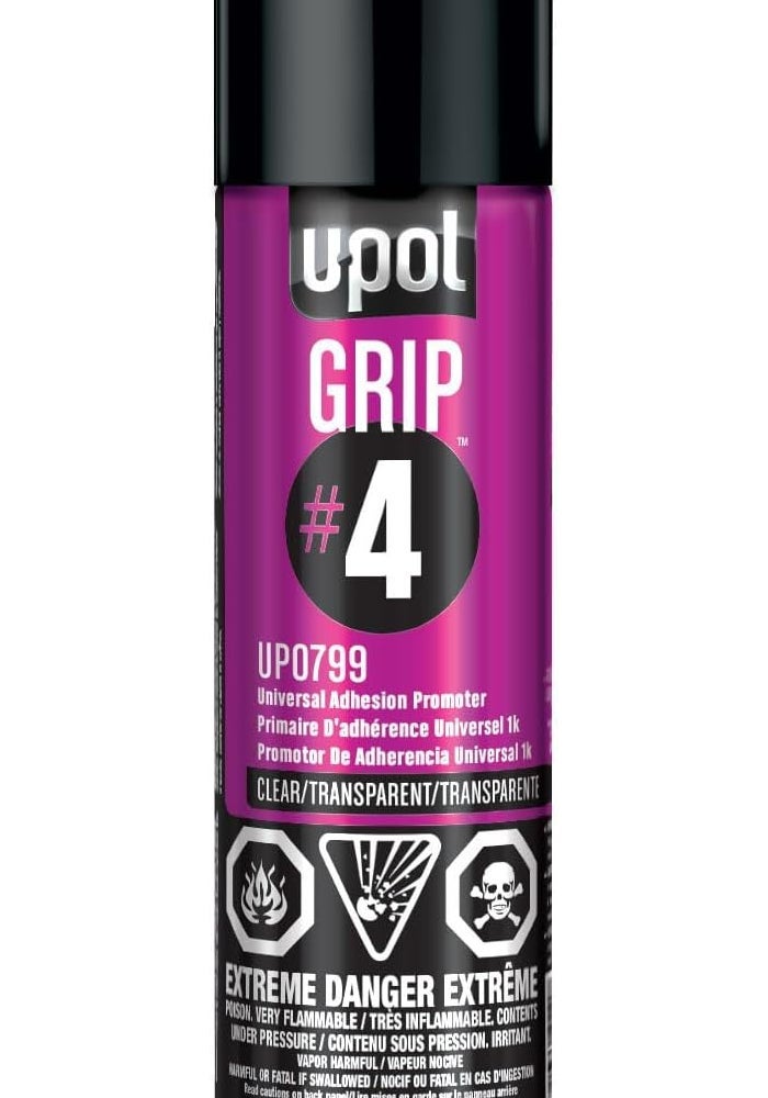 U-POL Grip#4 Universal Adhesion Promoter, Clear, 12 OZ - Durable & Easy-to-Use Automotive Spray Paint