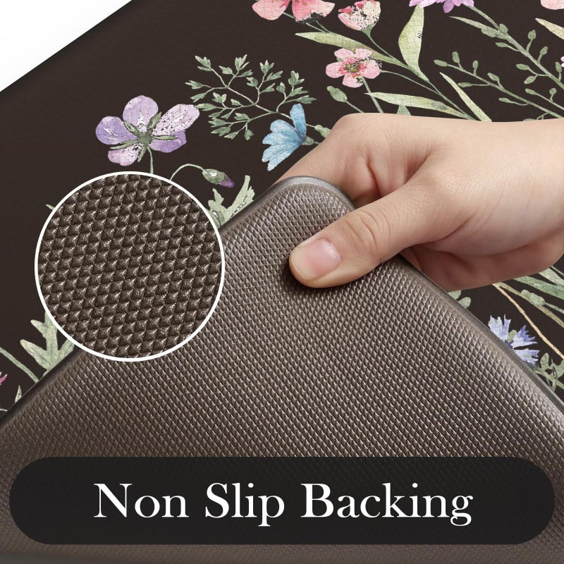 KIMODE Anti Fatigue Kitchen Mats for Floor 2 Piece, Cushioned Farmhouse Kitchen Rugs, Non Slip Kitchen Floor Mats, Comfort Foam Standing Desk Mats for Laundry Office Sink Black 20"x47"+20"x32" - Image 4
