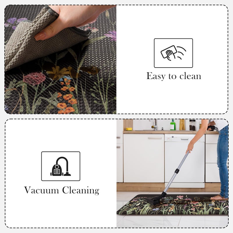 KIMODE Anti Fatigue Kitchen Mats for Floor 2 Piece, Cushioned Farmhouse Kitchen Rugs, Non Slip Kitchen Floor Mats, Comfort Foam Standing Desk Mats for Laundry Office Sink Black 20"x47"+20"x32" - Image 5