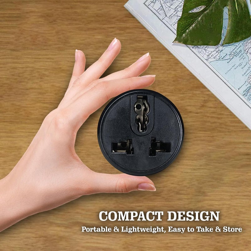 MX محول مقبس عالمي 3 دبابيس 5 أمبير إلى 5 أمبير 240 فولت محول سفر 3 دبابيس 2 دبابيس دائري قابل للدوران حتى 180° عبوة من 3 - Image 5