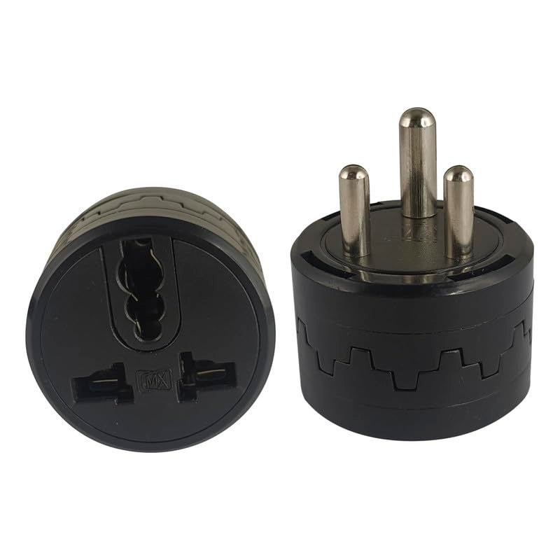 MX محول مقبس عالمي 3 دبابيس 5 أمبير إلى 5 أمبير 240 فولت محول سفر 3 دبابيس 2 دبابيس دائري قابل للدوران حتى 180° عبوة من 3 - Image 1