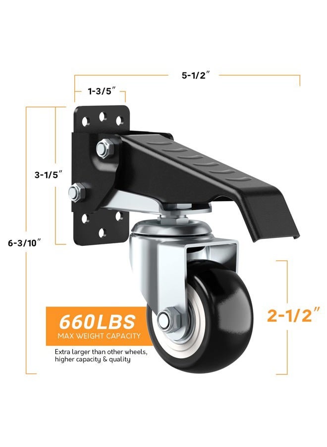 SOLEJAZZ Workbench Caster kit 300KG Capacity 4 Heavy Duty Retractable Workbench Casters Wheels All Steel Construction Urethane, Bonus Install Template, 4 Pack - Image 3