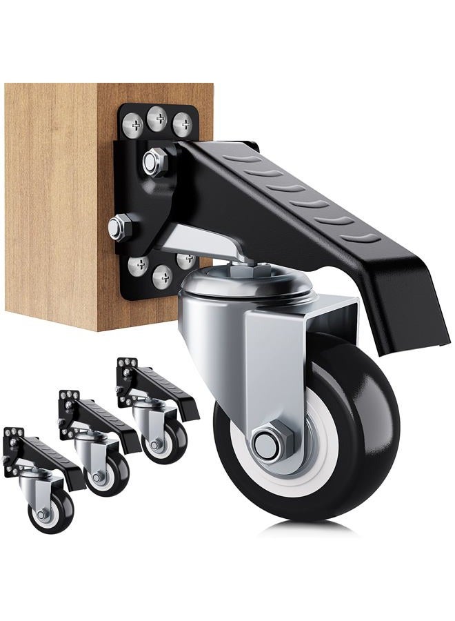 SOLEJAZZ Workbench Caster kit 300KG Capacity 4 Heavy Duty Retractable Workbench Casters Wheels All Steel Construction Urethane, Bonus Install Template, 4 Pack - Image 1
