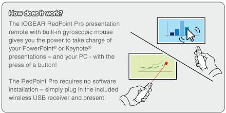 IOGEAR Red Point Pro 2.4GHz Gyroscopic Presentation Mouse with Laser Pointer, GME430R - Image 5