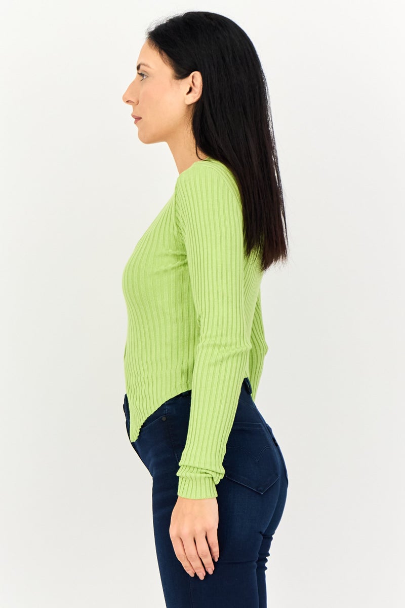 House Brand Women V Neck Textured Cardigan Light Green - Image 2