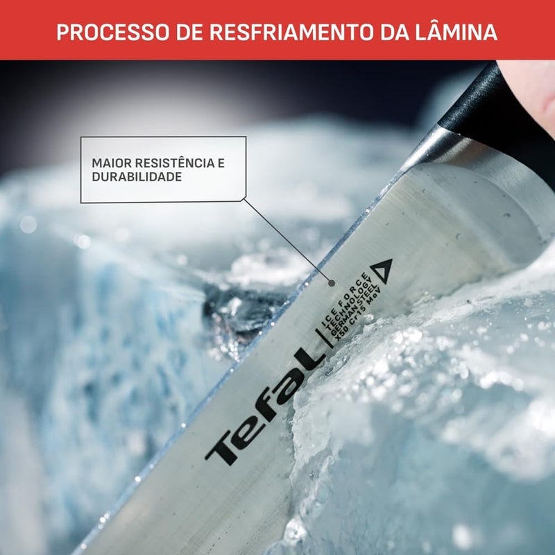 T-fal TEFAL Ice Force Chef Knife | 20 cm | Kitchen Knife | German Stainless Steel Blade | Long-Lasting Cutting Performance and Sharpness | Dishwasher safe | Black | 2 Years Warranty | K2320214 - Image 2