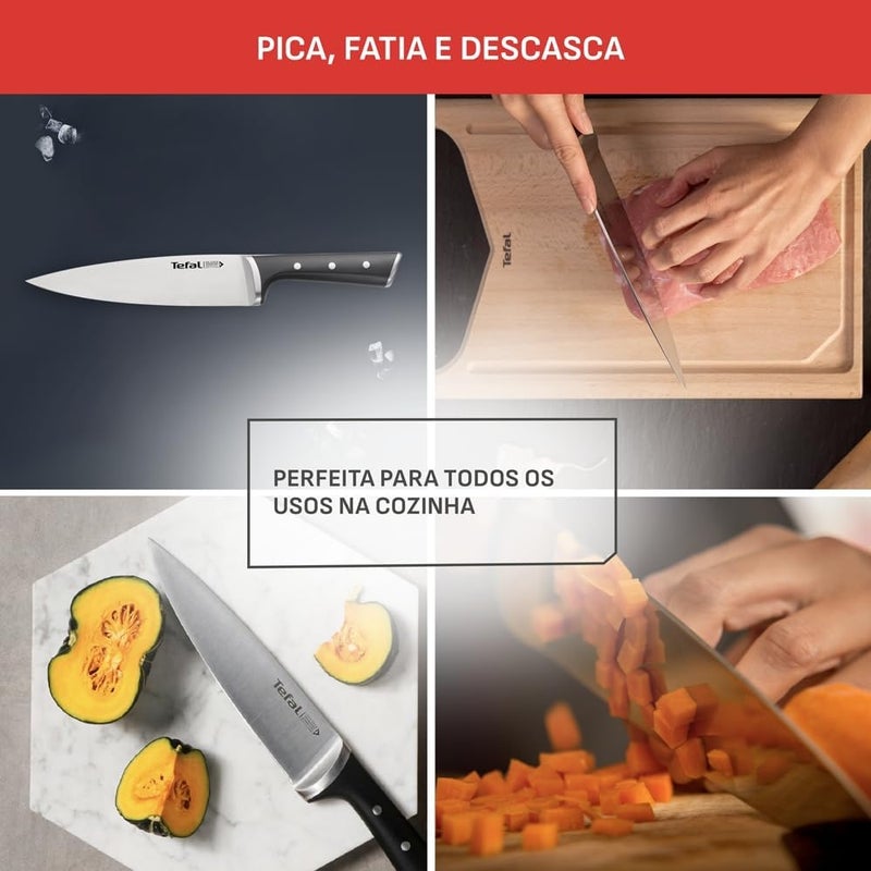 T-fal TEFAL Ice Force Chef Knife | 20 cm | Kitchen Knife | German Stainless Steel Blade | Long-Lasting Cutting Performance and Sharpness | Dishwasher safe | Black | 2 Years Warranty | K2320214 - Image 5