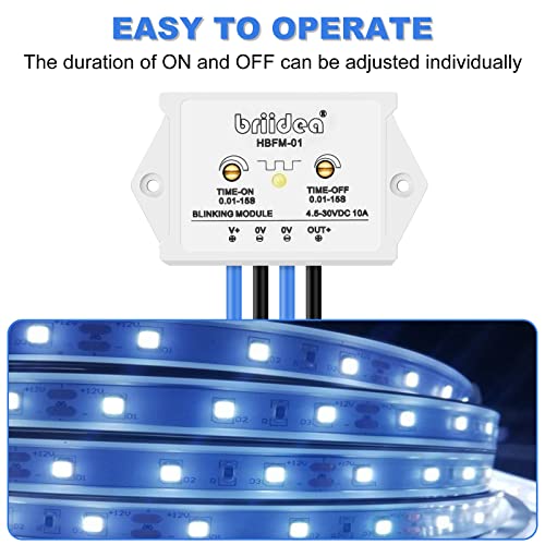 Briidea 10 Amp Blinking Flasher Module DC 4.5-30V Suitable for Various Warning Lamp, Waterproof - Image 3
