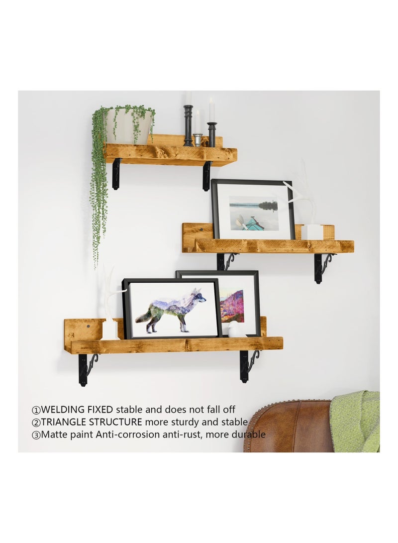 4 Pcs Decorative Shelf Brackets 127x89mm Wall Mounted Floating Shelf Bracket L Heavy Duty Support Corner Brace Joint Right Angle Bracket for DIY Open Shelving with Screws (Black) - Image 2